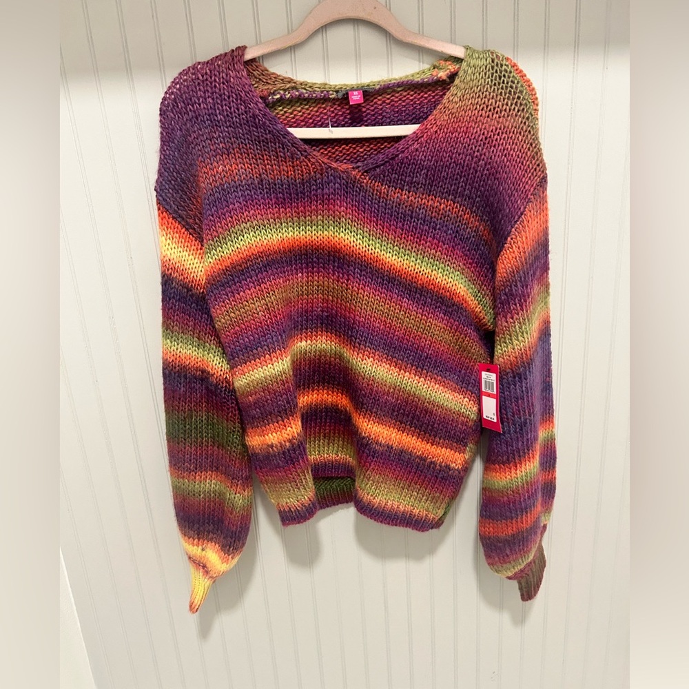 Vince Camuto Striped V-Neck Sweater - Picture 3 of 4